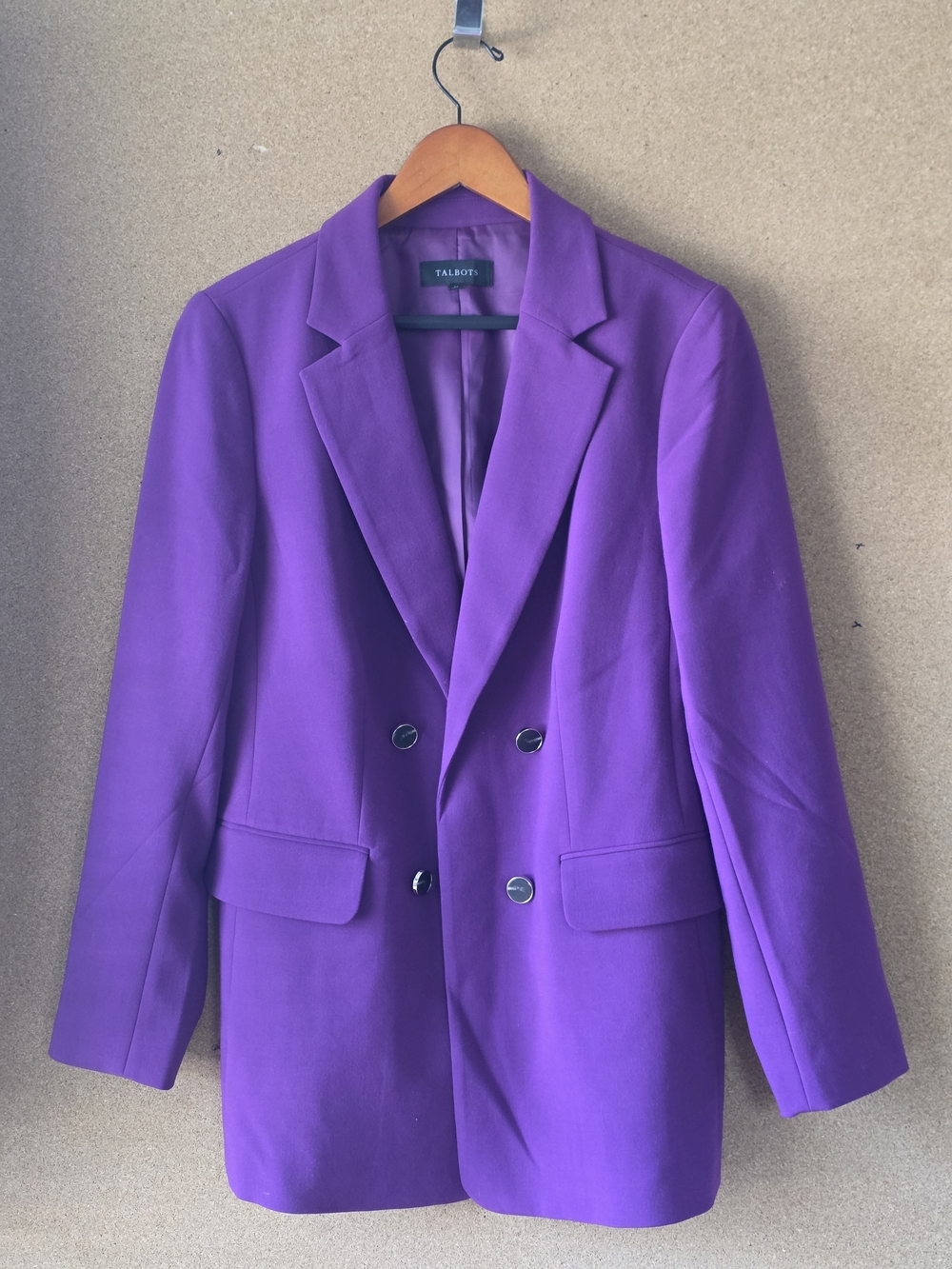 Talbots Tailored Stretch Double Breasted Blazer Jacket Violet Purple Women's 12